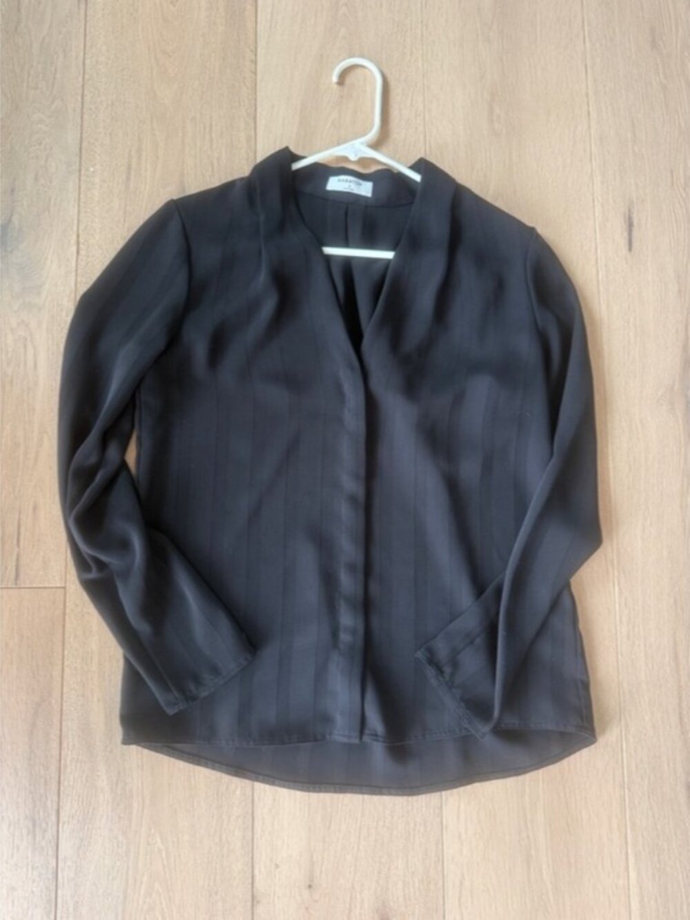 Babaton Power Blouse Black Striped Long Sleeve Blouse Womens Small